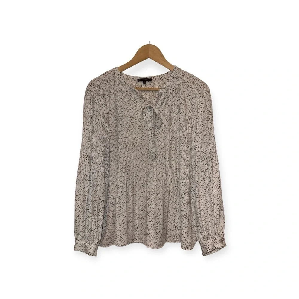 EUC Adrianna Papell Cream Blouse with Tie Neck